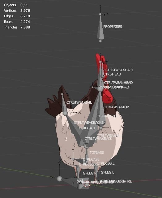 Cartoon Hen Low-poly 3D model_3