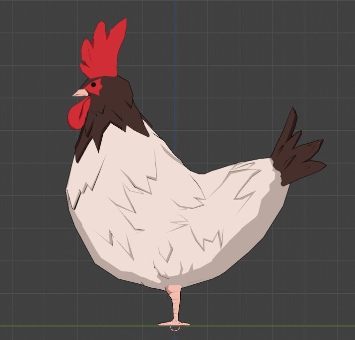 Cartoon Hen Low-poly 3D model_1