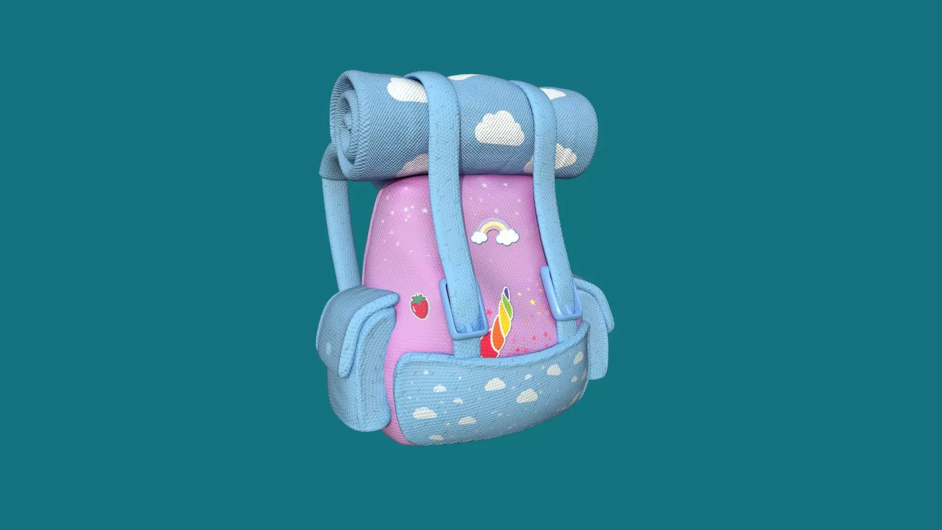 Child Girl Backpack - Character Fashion Design Low-poly 3D model