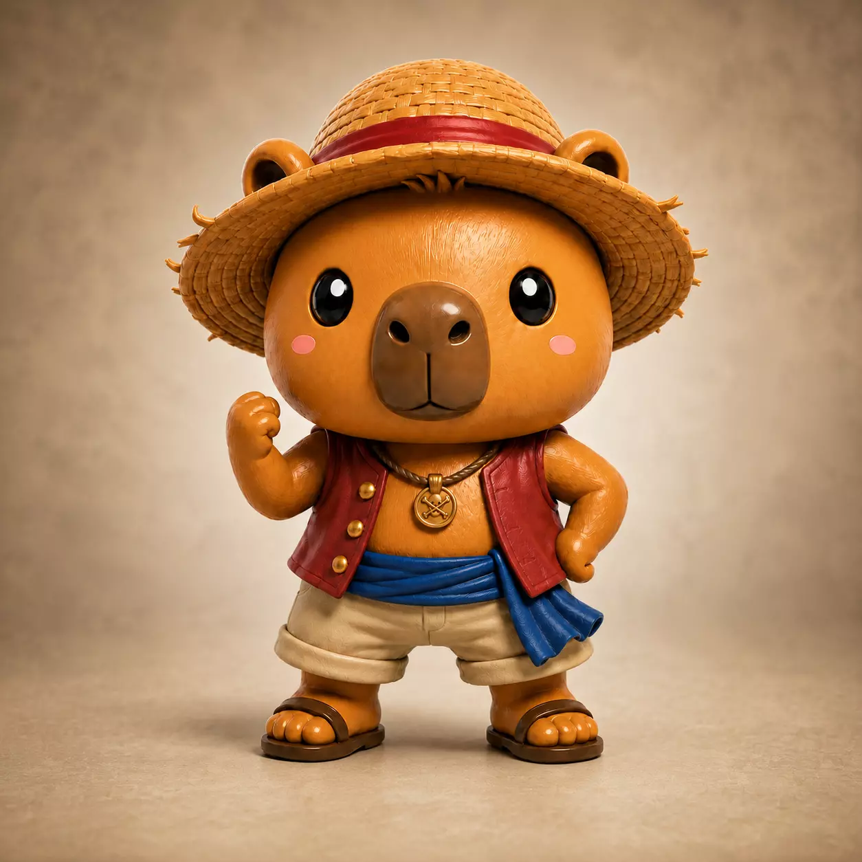 Luffy Inspired One Piece Cute Pirate Capybara 3D Print 3D print model