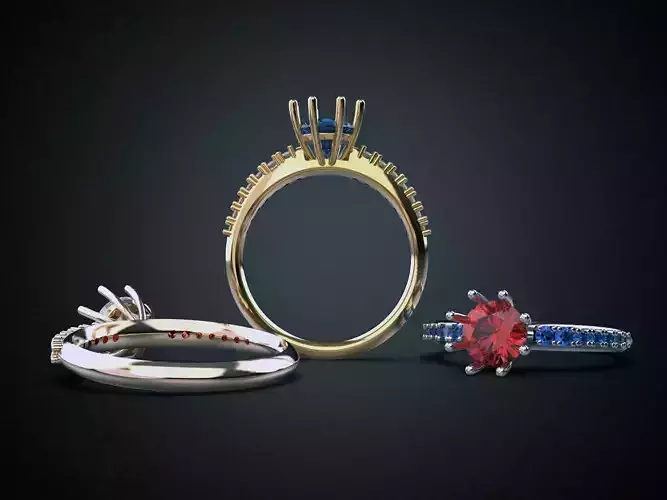 Engagement 1 carat ring 3D Printable model R3