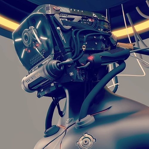 Chromithius futuristic man wearing helmet 3D model