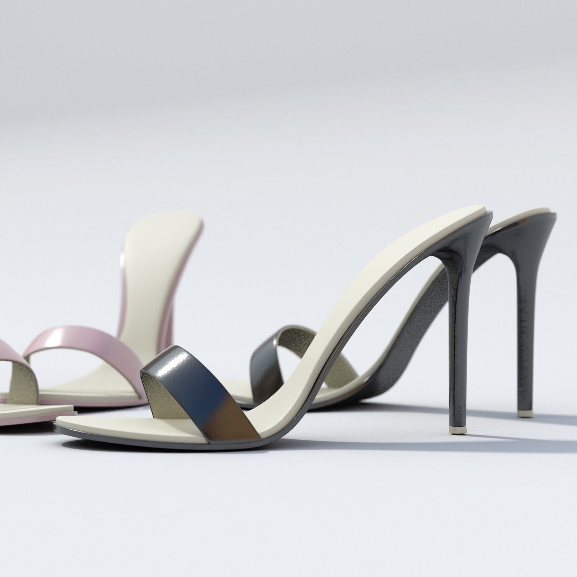 Female High Heel Sandals Free 3D model_3