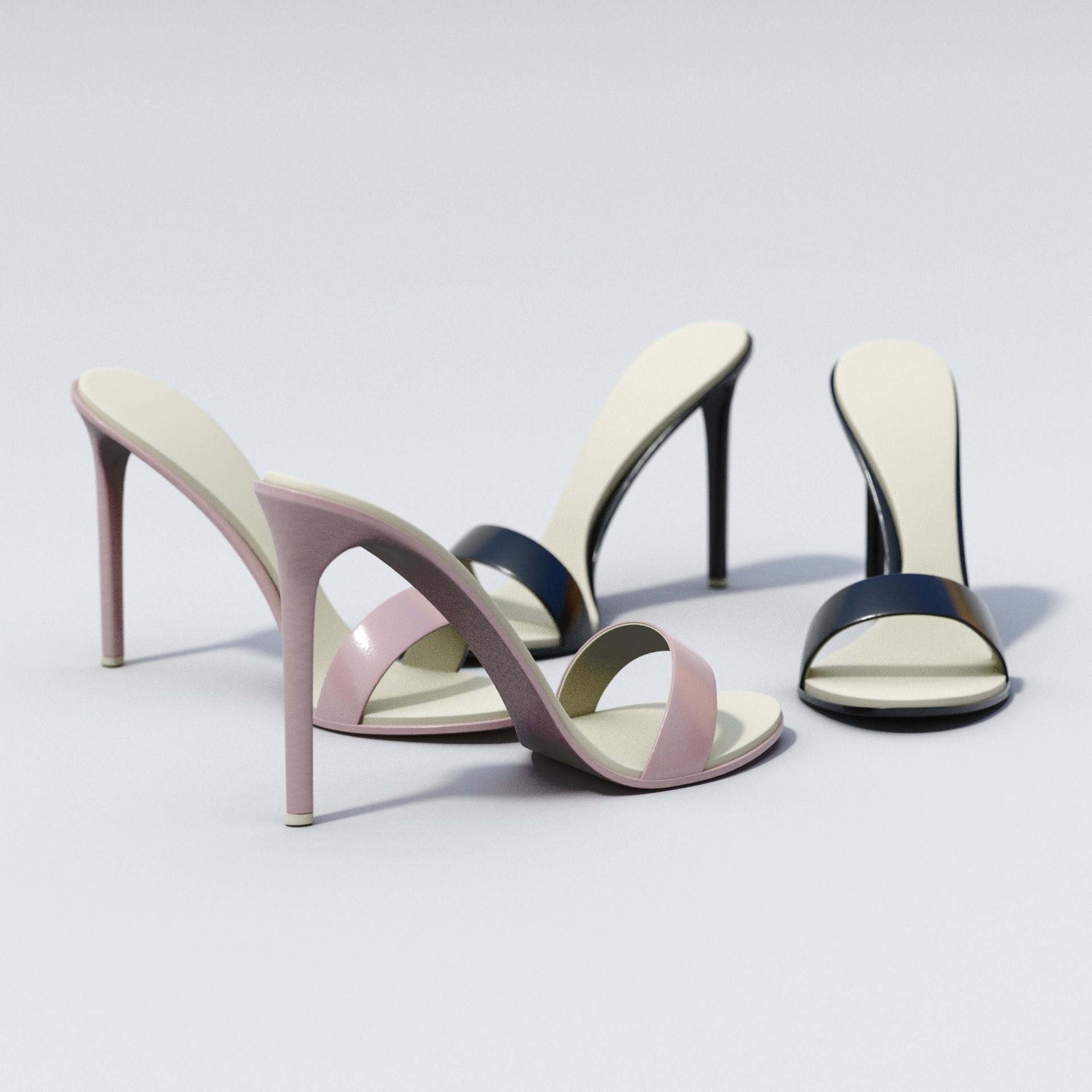 Female High Heel Sandals Free 3D model_5