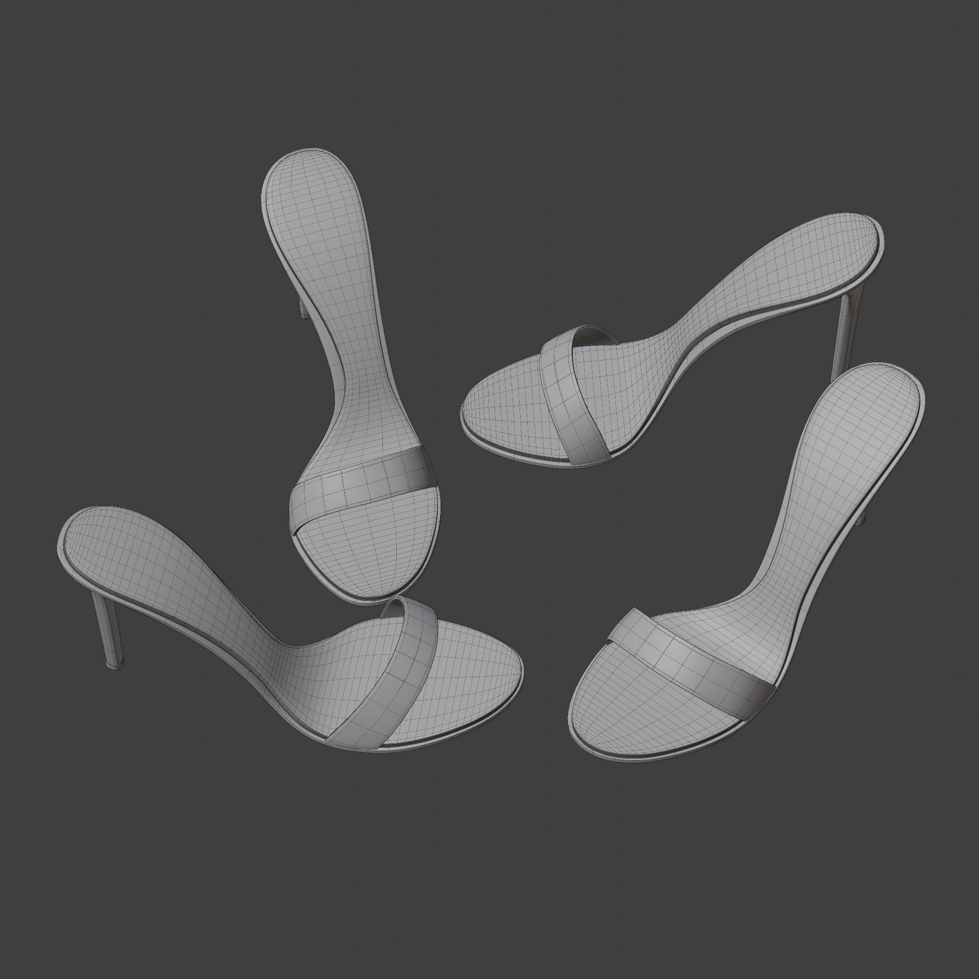 Female High Heel Sandals Free 3D model_9