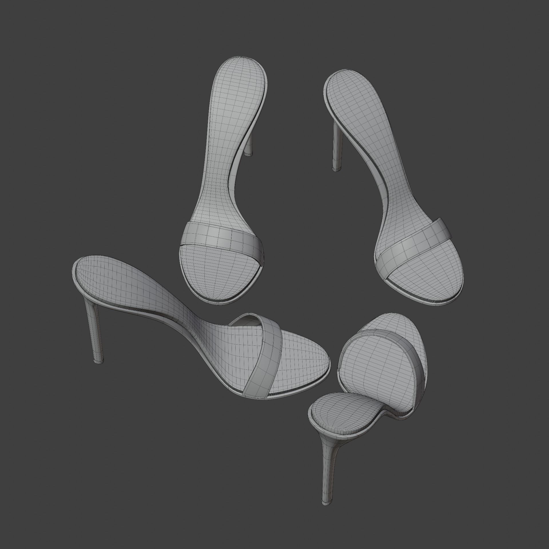 Female High Heel Sandals Free 3D model_7