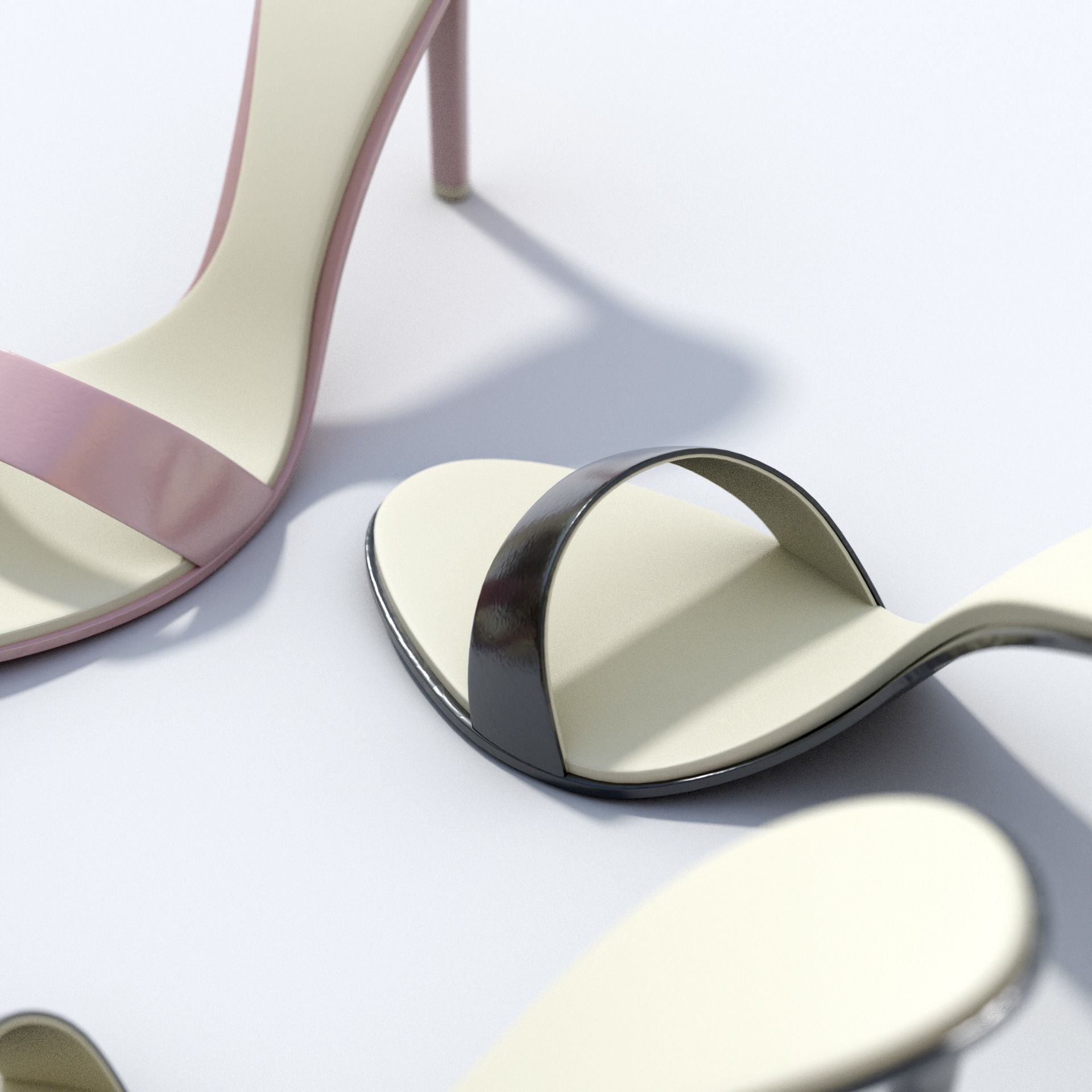 Female High Heel Sandals Free 3D model_2