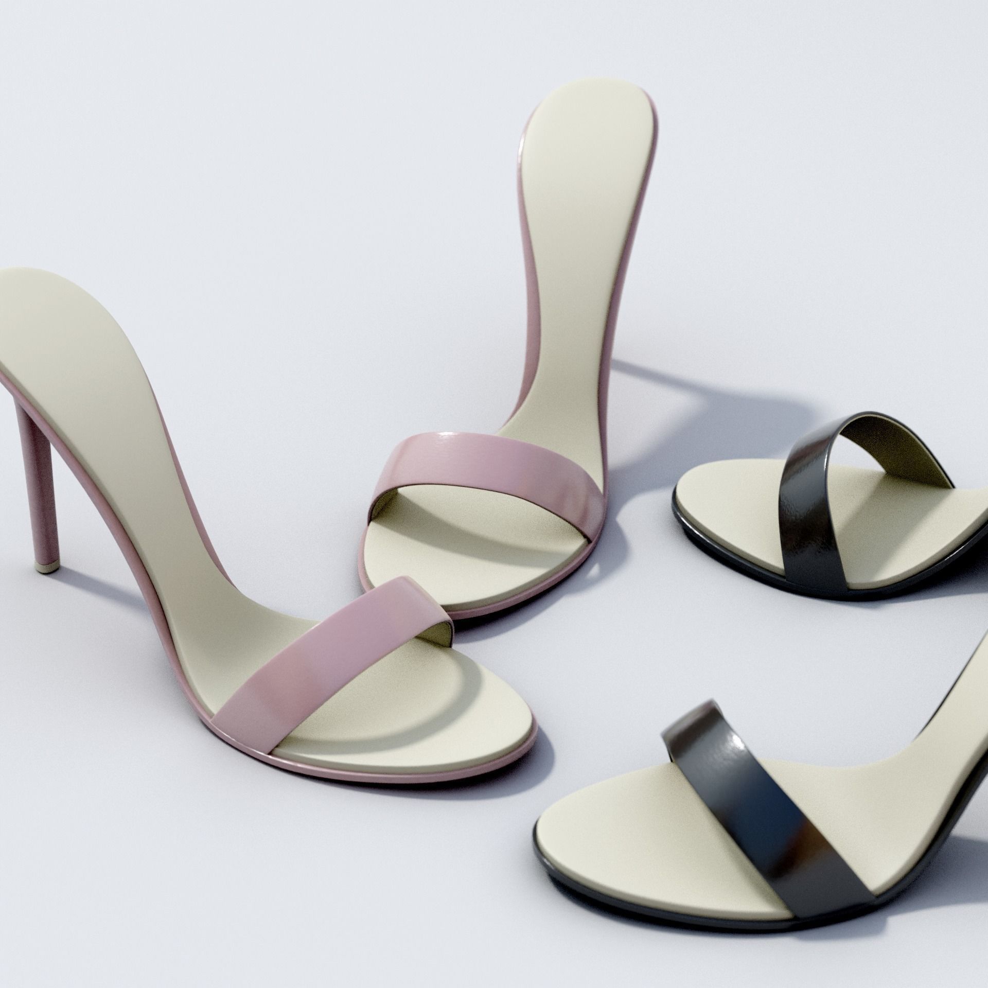Female High Heel Sandals Free 3D model_6