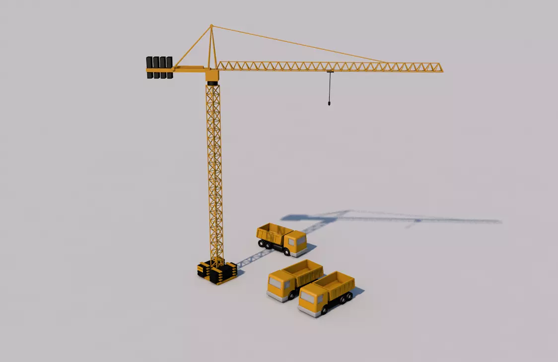 truck  crane Low-poly 3D model_0