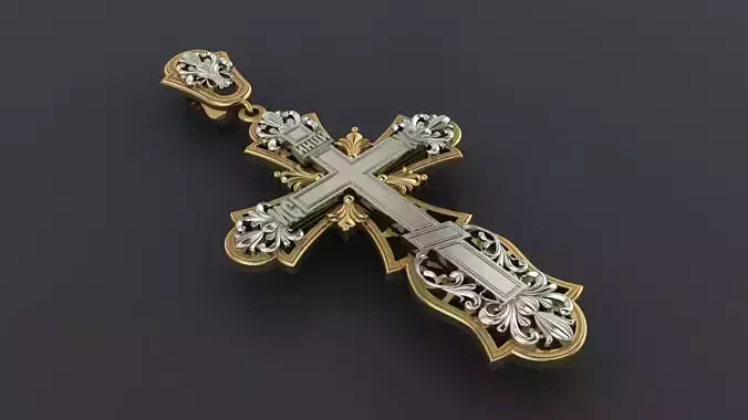 Cross gold pendant with diamonds