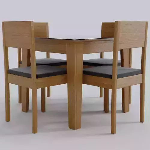 Mesa 4 cadeira com tampo de vidro