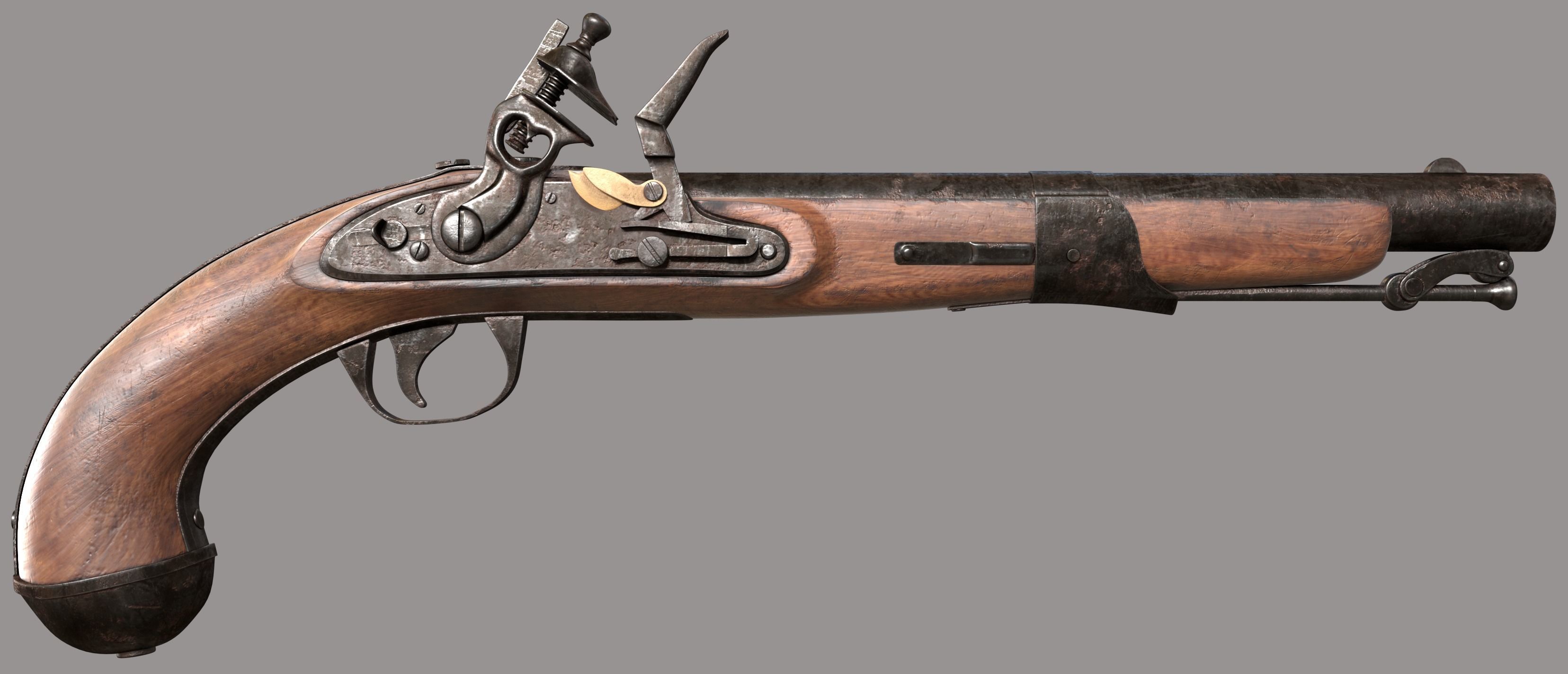 flintlock pistol 3D model CGTrader
