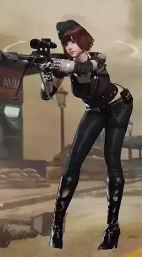 Female commando-angel-beauty character 3d Low-poly model