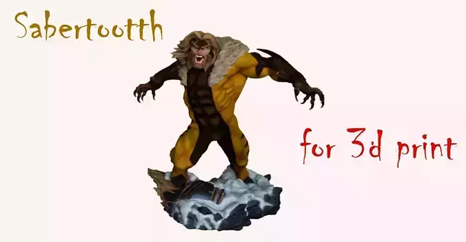 Marvels XMen Sabretooth 3D Statue 3D print model