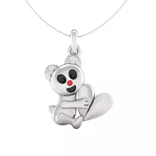 Panda with heart pendant 3dm stl render detail 3D print model