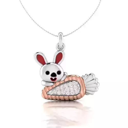 Rabbit with carrot pendant 3dm stl render detail 3D print model