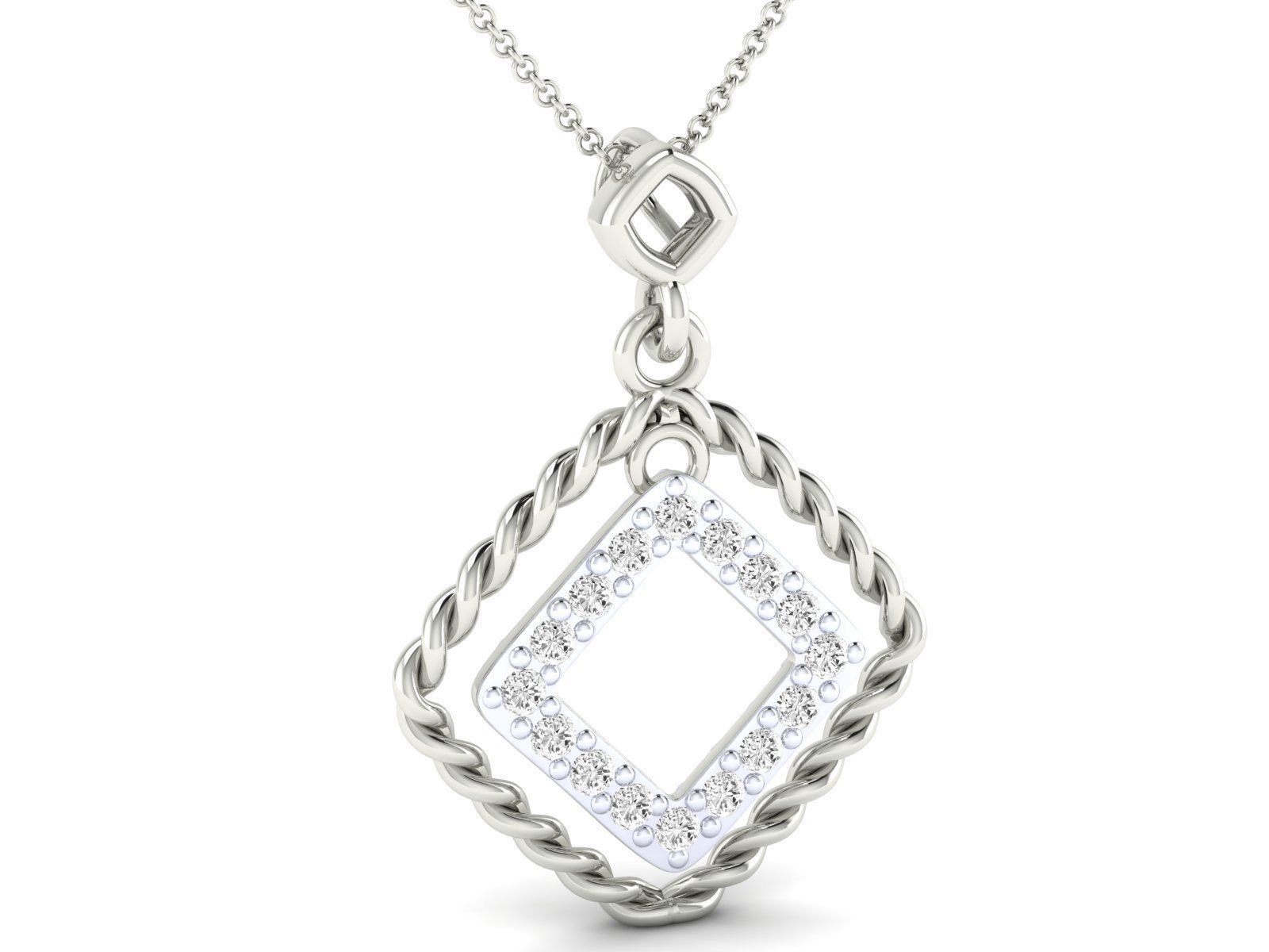 Women square pendant 3dm stl render detail 3D print model_9