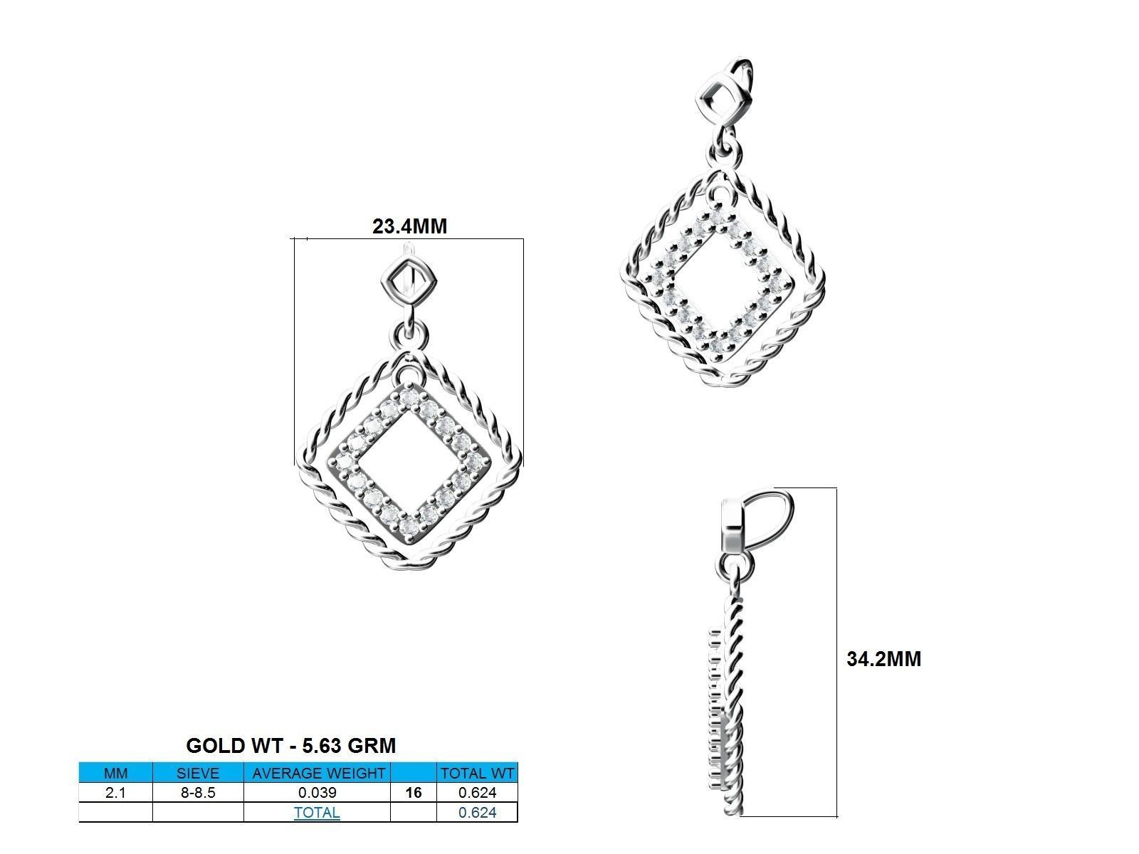 Women square pendant 3dm stl render detail 3D print model_18