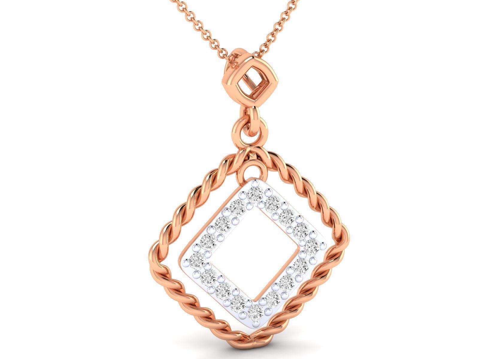 Women square pendant 3dm stl render detail 3D print model_1
