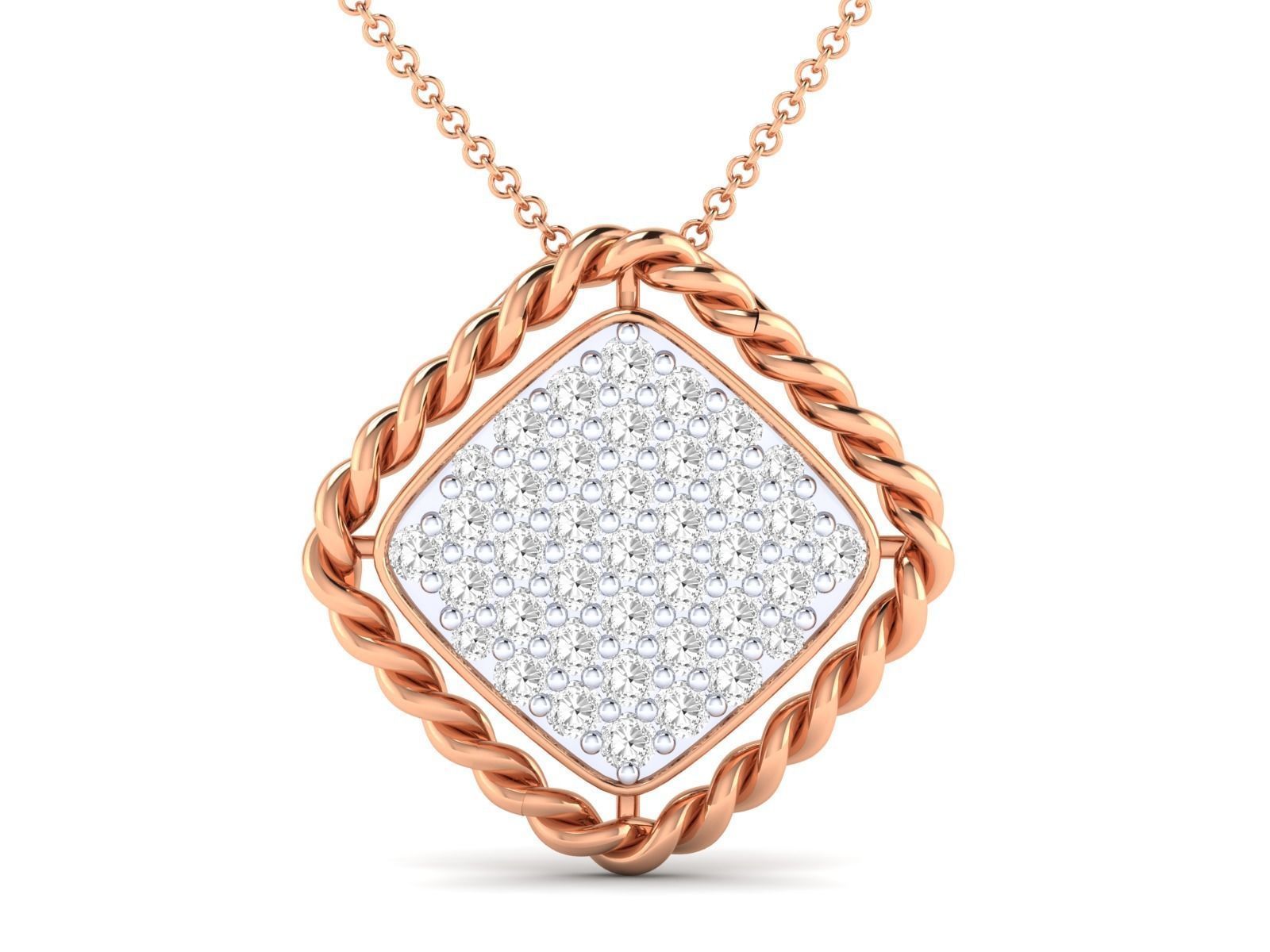 Women square pendant 3dm render detail 3D print model_3