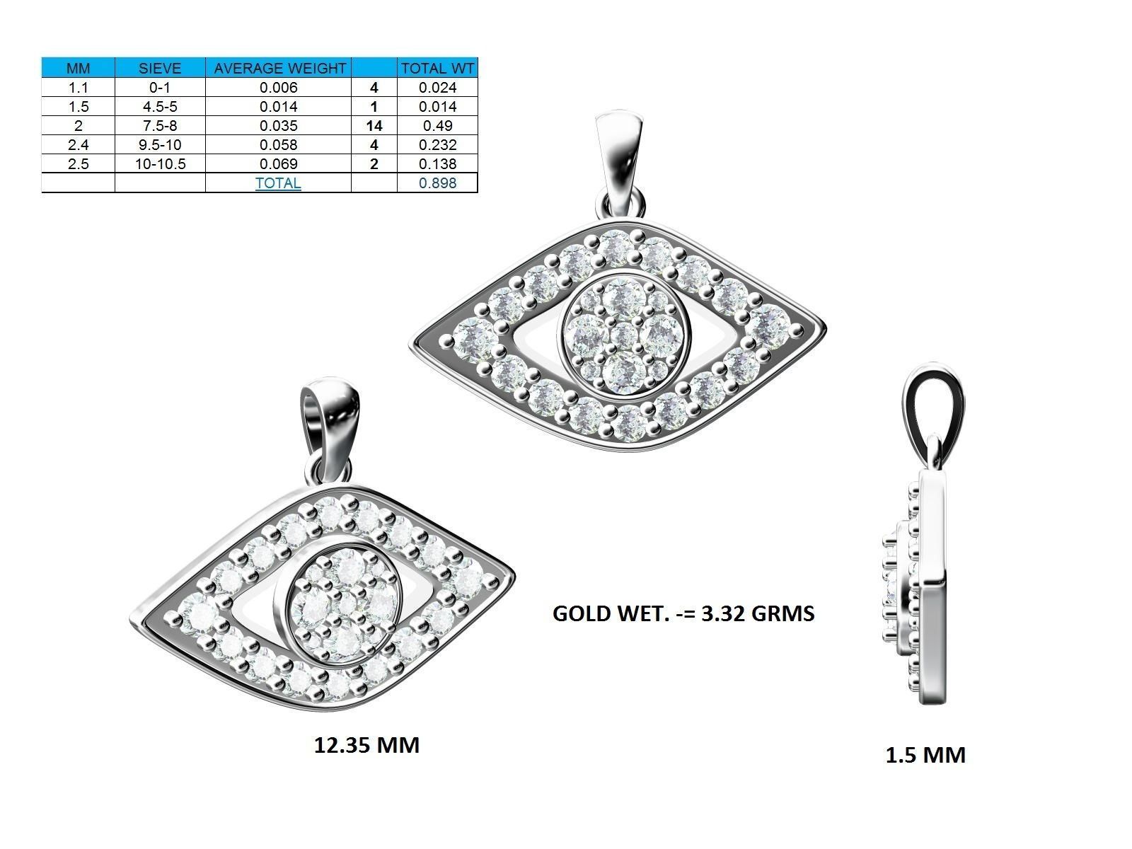 Evil Eye pendant 3dm stl render detail 3D print model_18