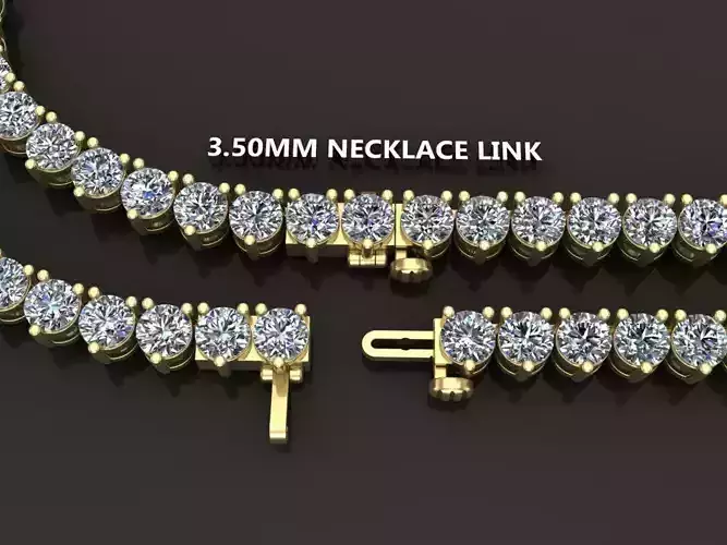 3-PRONG TENNIS DIAMOND NECKLACE LINK 3MM50