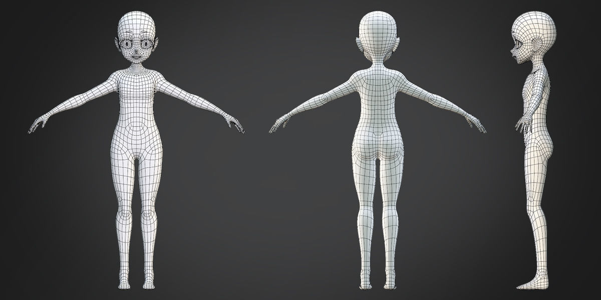 Customize Child Base Mesh-Anime Style Low-poly 3D model_2