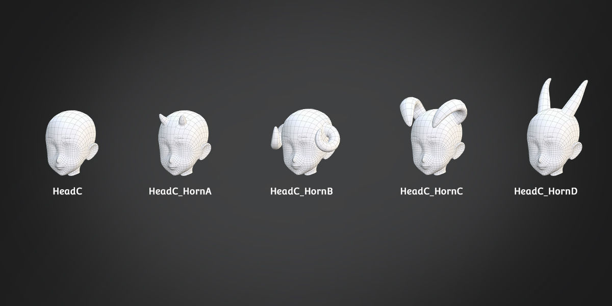 Customize Child Base Mesh-Anime Style Low-poly 3D model_4