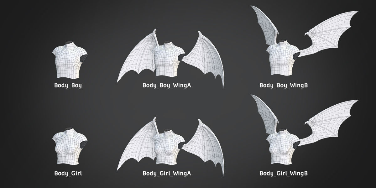 Customize Child Base Mesh-Anime Style Low-poly 3D model_7