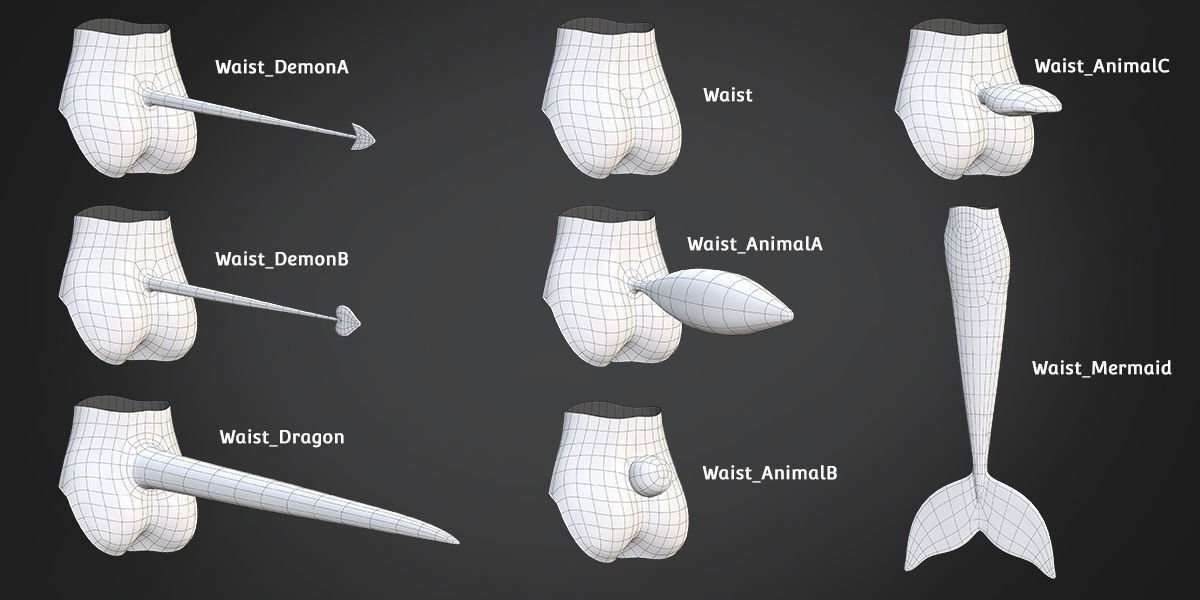 Customize Child Base Mesh-Anime Style Low-poly 3D model_9