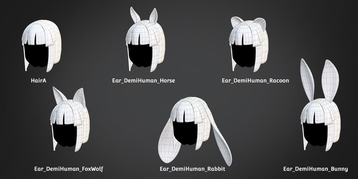 Customize Child Base Mesh-Anime Style Low-poly 3D model_6