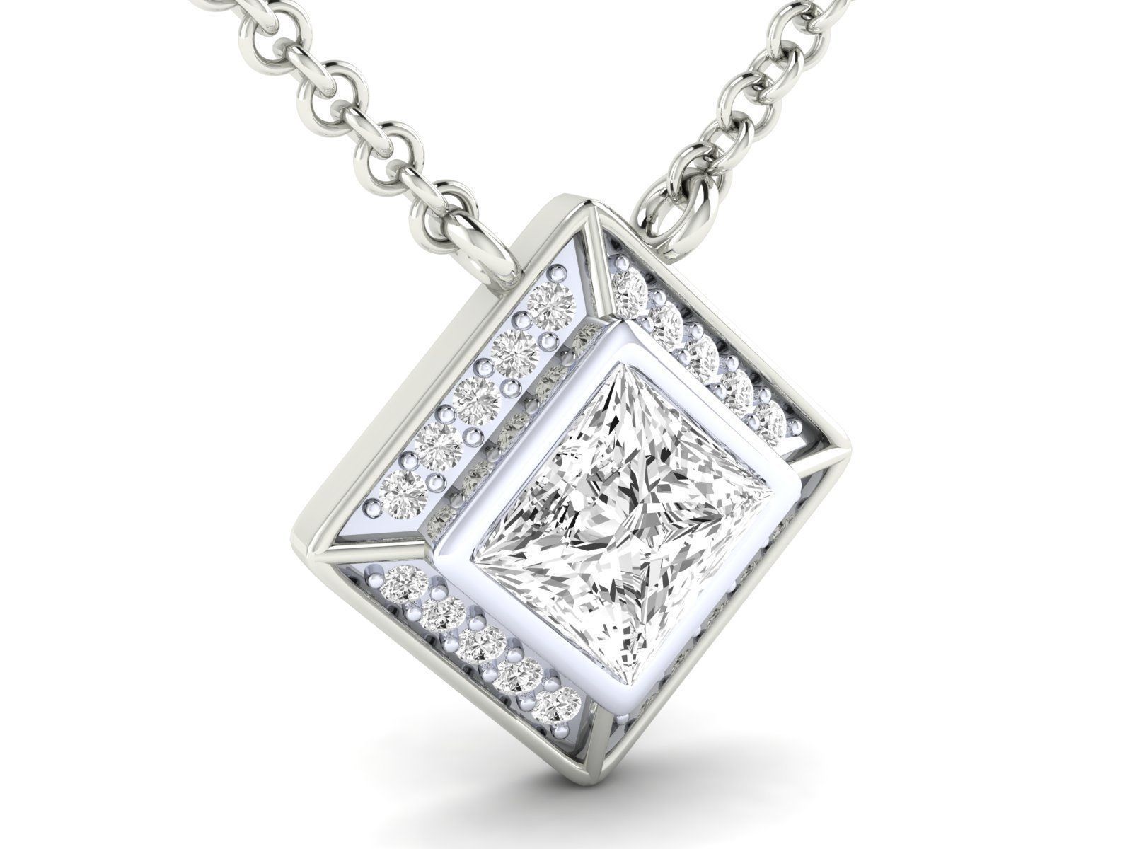 Women square pendant 3dm stl render detail 3D print model_1