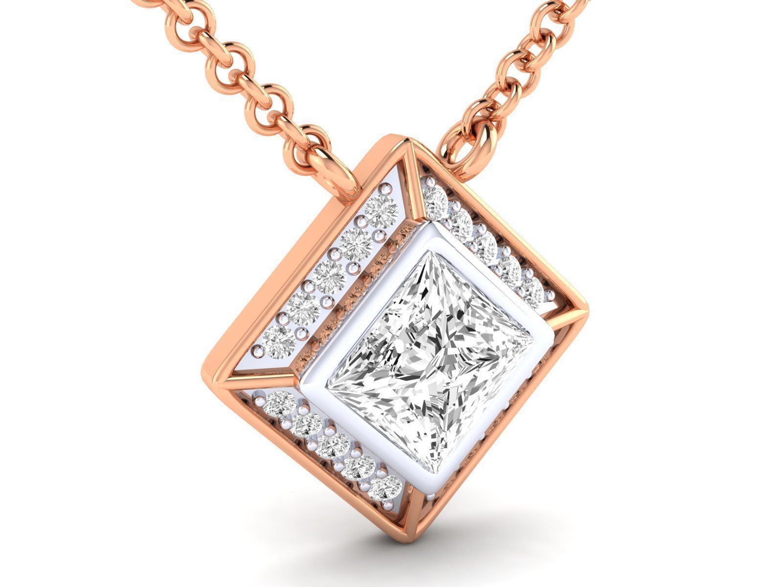 Women square pendant 3dm stl render detail 3D print model_6