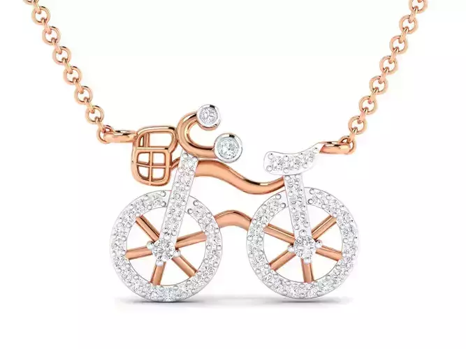 Cute bicycle necklace pendant 3dm stl render detail 3D print model