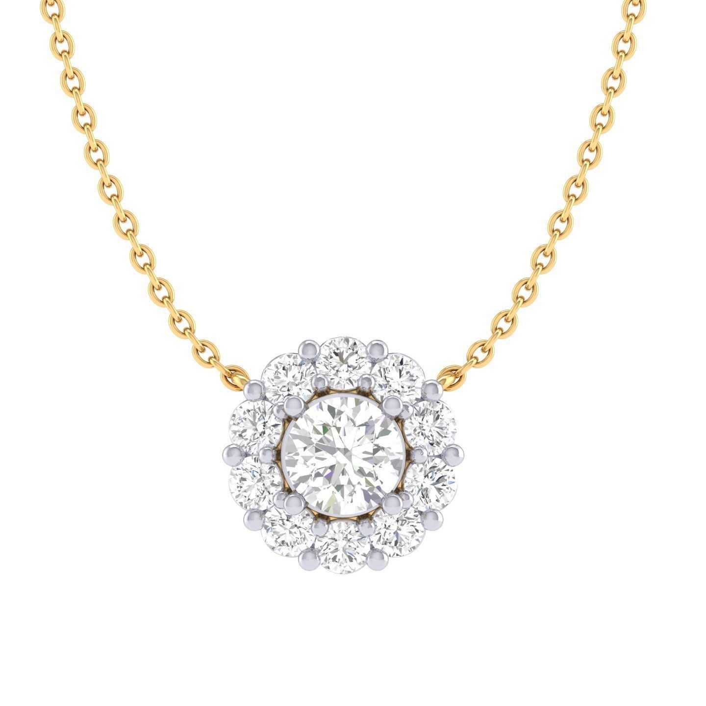 Women round solitaire pendant 3dm stl render detail 3D print model_6