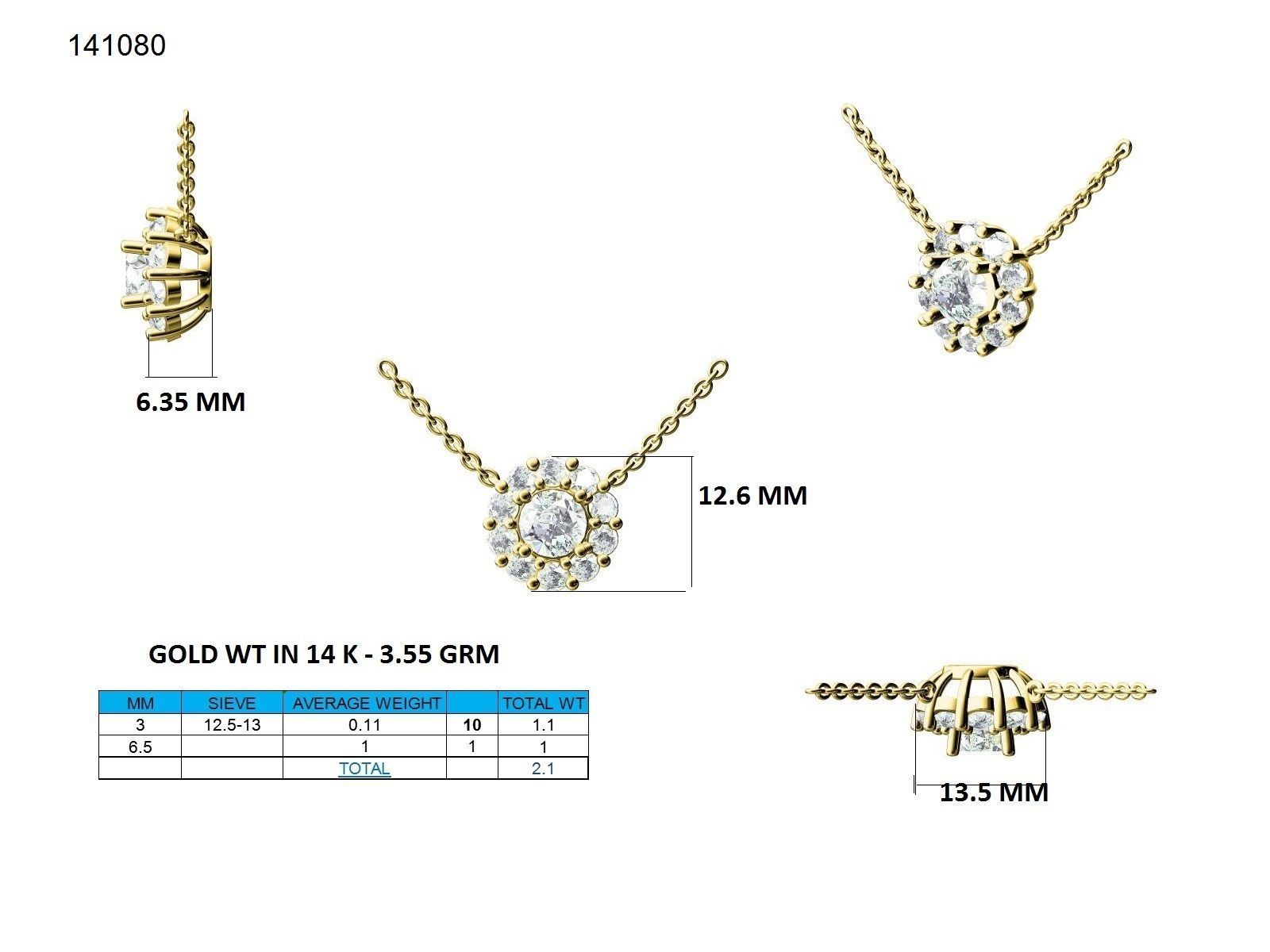 Women round solitaire pendant 3dm stl render detail 3D print model_9