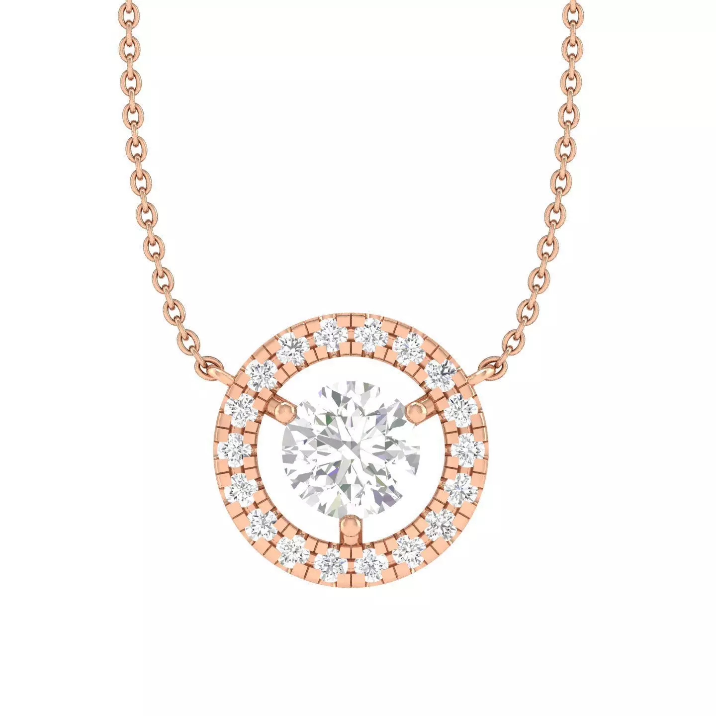 Women round solitaire necklace 3dm stl render detail 3D print model