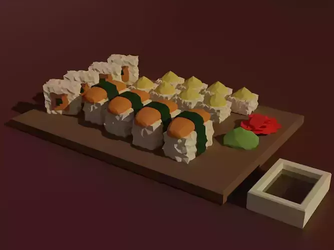 Set of rolls and sushi