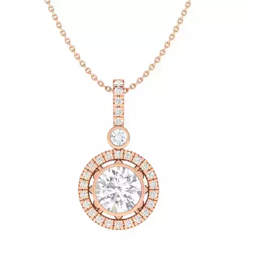 Women round solitaire pendant 3dm stl render detail 3D print model