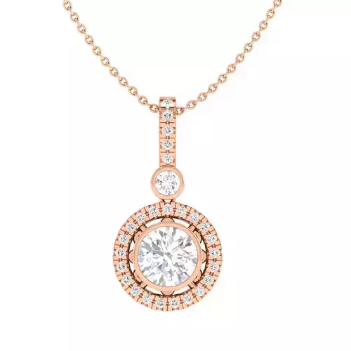 Women round solitaire pendant 3dm stl render detail 3D print model