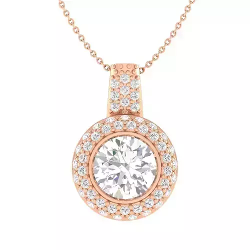 Women round solitaire pendant 3dm stl render detail 3D print model