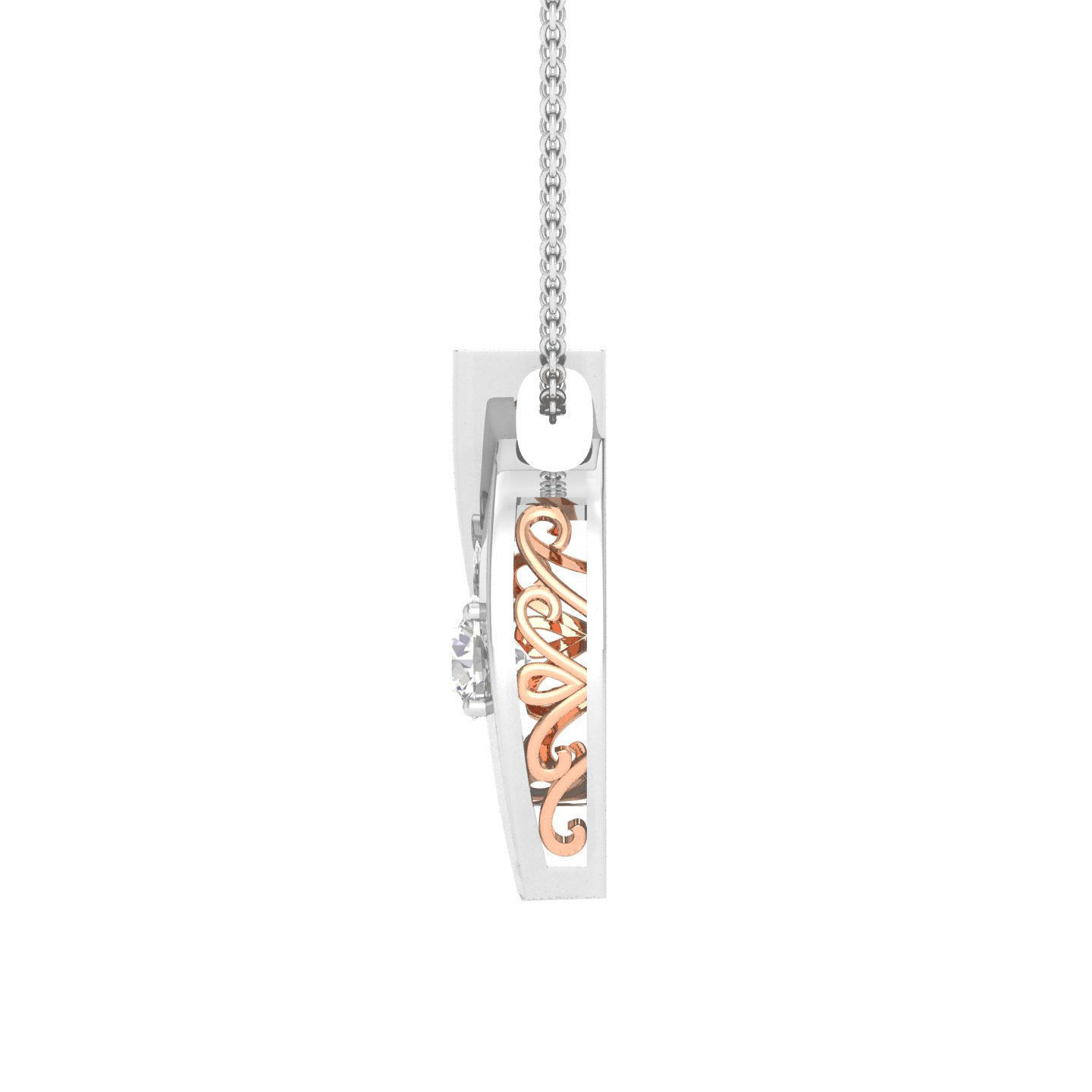 Women solitaire pendant 3dm stl render detail 3D print model_3