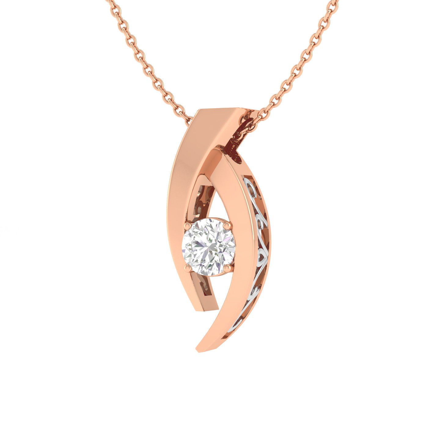 Women solitaire pendant 3dm stl render detail 3D print model_8