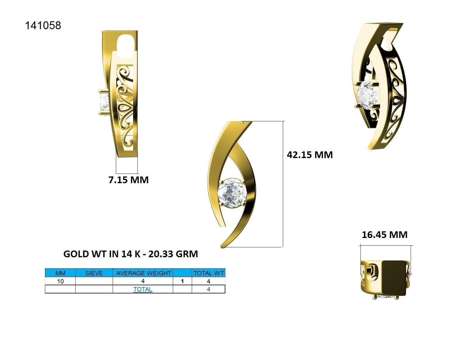 Women solitaire pendant 3dm stl render detail 3D print model_9