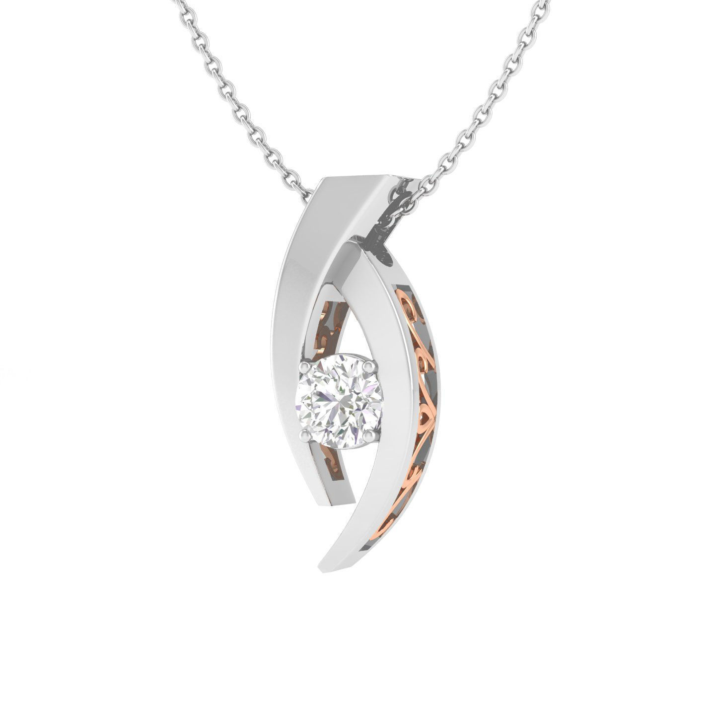 Women solitaire pendant 3dm stl render detail 3D print model_4