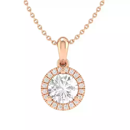 Women round solitaire pendant 3dm stl render detail