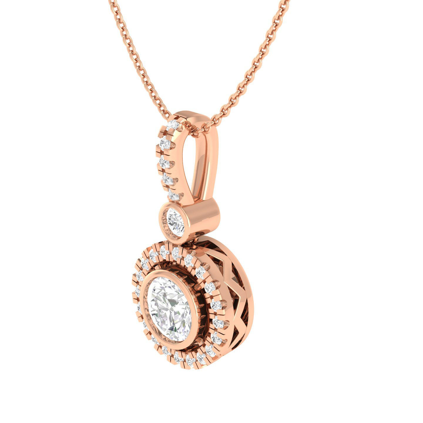 Women round solitaire pendant 3dm stl render detail 3D print model_2