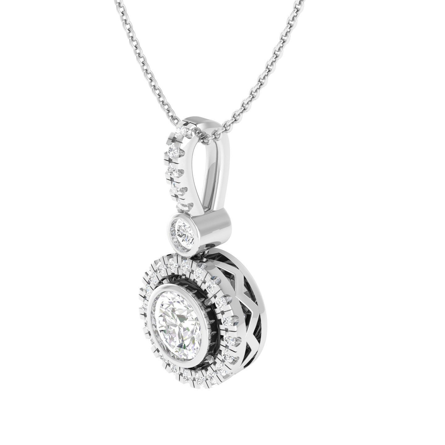 Women round solitaire pendant 3dm stl render detail 3D print model_5
