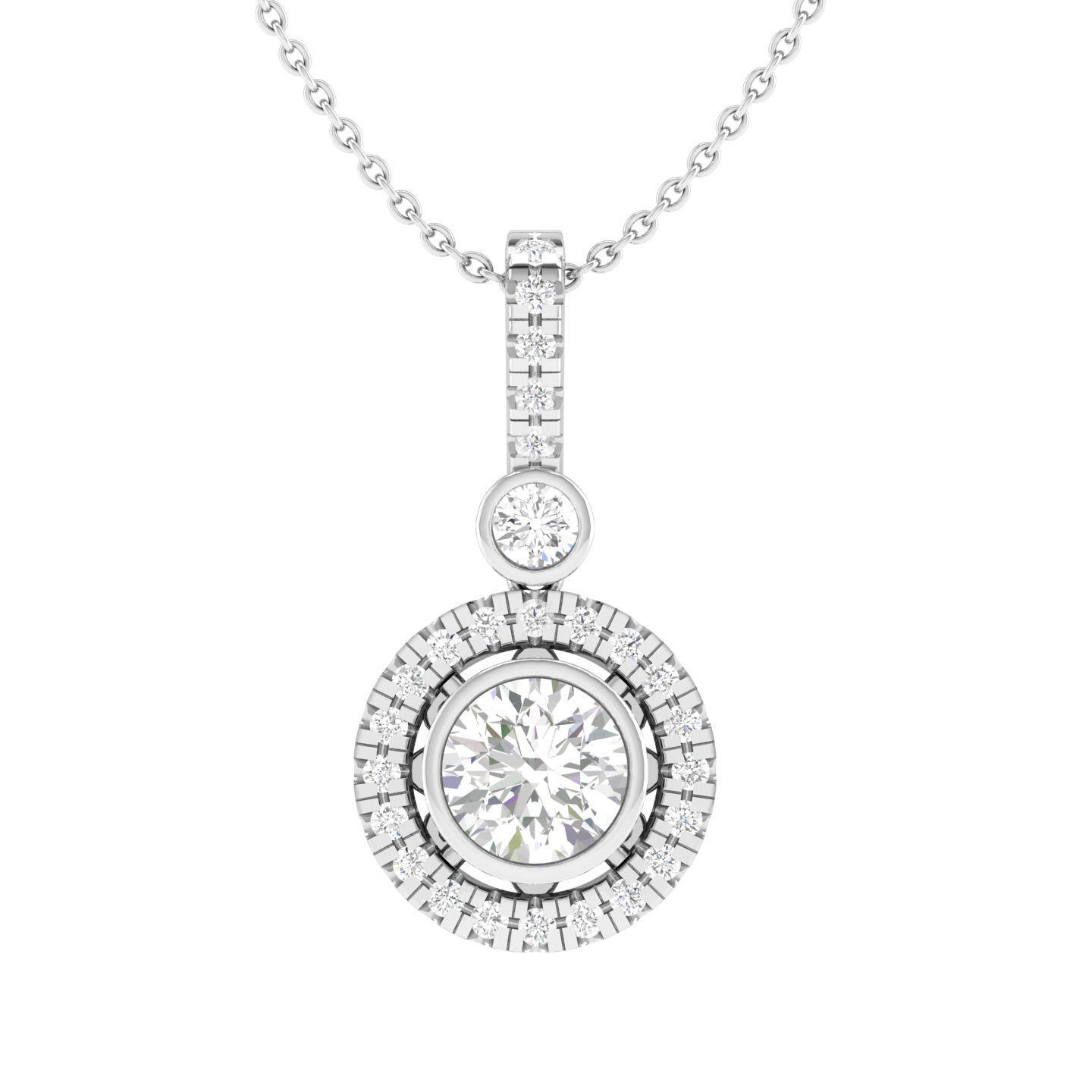 Women round solitaire pendant 3dm stl render detail 3D print model_3