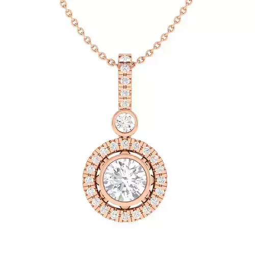 Women round solitaire pendant 3dm stl render detail